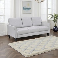 Sofá Moderno Xumo de Tela Gris Claro, Tres Plazas, Cuadrado, Convertible, 79 Pulgadas, Patas de Madera Cónicas Negras, Lavable, para Villa o Apartamento