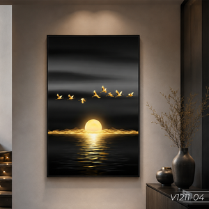 Vidrio Templado Abstracto de Lujo Personalizado con Atardecer y Pájaros en Vuelo, Arte Moderno para Decoración de Sala de Estar, Servicio OEM ODM de Vietnam - Product Image 4