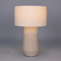Ensemble de lampes de table LED en céramique écologiques de luxe, design farmhouse blanc beige, abat-jour en tissu multicolore, blanc chaud 2700K, DIY 50000