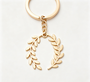 Gold Color Metal Key Chain Laurel Leaf <b>Keyring</b> Wreath Pendant Bag <b>Charm</b> Gift Accessory - Product Image 3