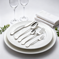 Ensemble de couverts personnalisés OEM en acier inoxydable 304, manche en forme de pagaie, poli miroir, pour mariage, écologique, style européen moderne et minimaliste