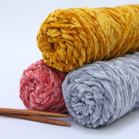 Fil chenille polyester épais multicolore, pelucheux et volumineux, pour crochet, tricot, bonnets de bébé, coussins, décoration intérieure