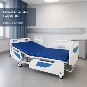 Cama de Hospital Plegable Manual de Metal de Alta Calidad, 2 Funciones, Ajustable, con 2 Años de Garantía, para Uso en Hospitales y Clínicas, Venta al Por Mayor de Fábrica - Product Image 1