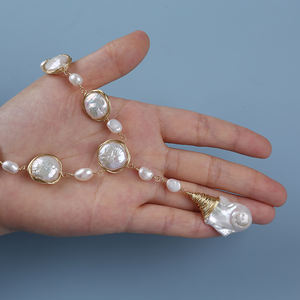 Collar de agua dulce con colgante barroco grande, blanco Natural, elegante, Simple, venta al por mayor - Product Image 4