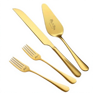 Gold Cake Knife 13-Inch Stainless Steel Non-Toxic Dishwasher Safe Elegant Cake Cutting <b>Tool</b> for Wedding Birthday - Product Image 3