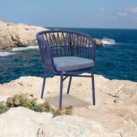 Chaise de jardin empilable de luxe contemporaine en corde latérale Chaises de salle à manger d'extérieur tissées haut de gamme