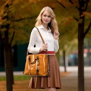 Bolso de mano retro de cuero PU resistente al agua con cremallera, bandolera para motocicleta, con asa superior larga, personalizado, MOQ bajo - Product Image 6