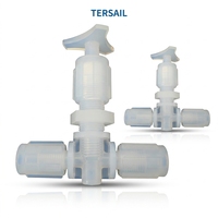 Vanne à aiguille PFA type flare en téflon, résistante à la corrosion, 1/4" 3/8" 1/2", qualité semi-conductrice, ultrapure, haute température