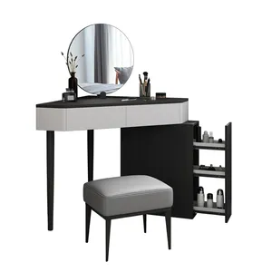 Conjunto de mesa luxuosa de penteados, luzes de led, maquiagem de madeira, vanity, mesa com gavetas de armazenamento