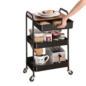 Carrito de Almacenamiento Móvil de Hierro de 3 Niveles, Mesa Auxiliar con Ruedas para Café y Té, para Sala de Estar, Cocina y <span class=keywords><strong>Baño</strong></span> - Product Image 2