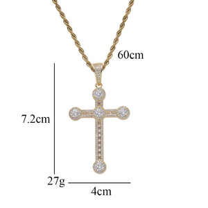 Ciondolo a croce, collana in zirconio con design unico e distintivo, stile frizzante e moderno - Product Image 5