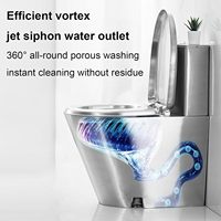 Toilette commerciale en acier inoxydable 304, haute efficacité, économie d'eau, monobloc, à poser au sol, avec abattant à fermeture douce