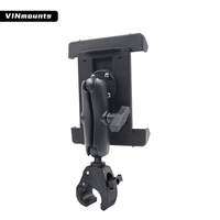 Support de guidon de vélo d'exercice pour tablette PC 260mm * 157mm * 30mm avec bras à double douille en aluminium de 15cm
