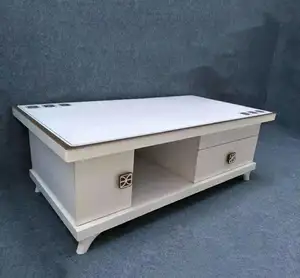 Современный дешевый деревянный умный белый журнальный столик для гостиной