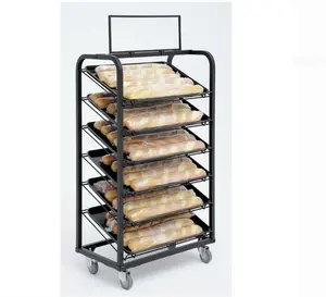 Bakery Display Fixture for Trays Display Rack Wheel Shelf,Black, Metal