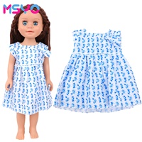 Robe bleue miniature mignonne pour poupée, vêtements de boutique pour bébé, pas cher, 18 pouces