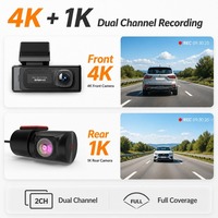 Caméra embarquée VIEVGUARB V115E 4K, double caméra avant et arrière, WiFi, GPS, avec capteur G pour véhicules
