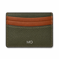 Porte-cartes personnalisé en cuir olive à faible MOQ pour les acheteurs en marque blanche, avec poches contrastées et support d'emballage