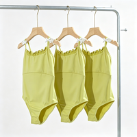 Vêtements d'entraînement de danse, fabricant professionnel, justaucorps de ballet vert mignon avec nœud papillon pour filles