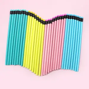 Wholesale triangle rod elementary student Pencil Full Star pencil cartoon macaron color pencil with toppers eraser head