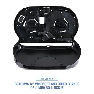 Dispensador de papel higiénico doble jumbo Boardwalk R4070BKBW de 20.25 pulgadas X 6 pulgadas X 12.25 pulgadas Dispensador de Jabón Líquido Negro - Product Image 6