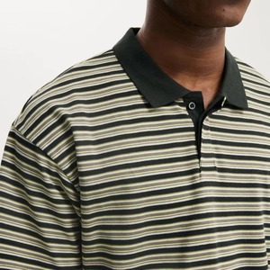Polo casual de manga corta para hombre, estilo Oxford, con botones, transpirable, corte regular, color negro con bloques de color. - Product Image 4