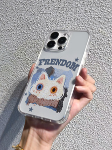 <span class=keywords><strong>Cover</strong></span> per <span class=keywords><strong>iPhone</strong></span> 17/16/15/14/13/<span class=keywords><strong>12</strong></span> Pro Max con Gatto Bianco a Occhi Straniari, Trasparente Antiurto e Anti-caduta con Tipografia - Product Image 4