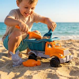 Ensemble de jouets de plage d'été pour enfants avec camion benne, moules à sable et pelles, jeux de sable en plastique pour enfants et tout-petits, cadeau - Product Image 5