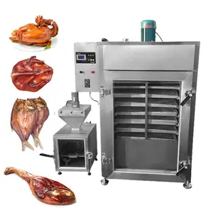 China 250kg Digital Electric Indoor Commercial Chicken Rotisserie Meat Fish Smoker With Hood