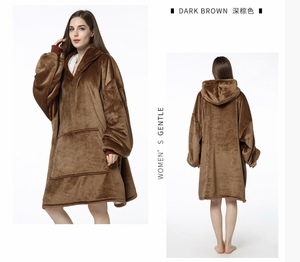 Hot Sales Good Quality Flannel Fleece <strong>Hoodie</strong> <strong>Blanket</strong> Comfy Lazy <strong>Blanket</strong> - Product Image 4