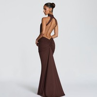 Nouvelle Robe Sirène en Jersey Dos Nu Halter 2026 pour Femme – Élégante, Découpes Latérales, Sexy, Coupe Ajustée, Idéale Soirée et Fête