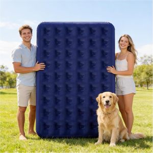 Full Size Air <b>Mattress</b> Portable Blow up Air Sleeping Pad with Flocked Top-Double <b>Foldable</b> Inflatable Bed - Product Image 1