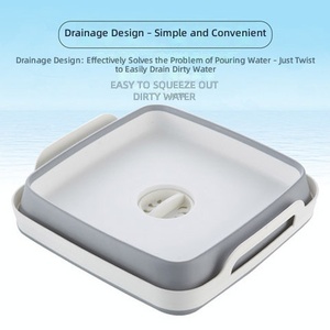 Bassin de lavage pliable contemporain en plastique 9L (2,4 Gal) – Évier de <span class=keywords><strong>camping</strong></span> rétractable et pliable pour cuisine, lessive et usage senior - Product Image 3