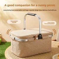 Panier isotherme PE moderne et minimaliste pour pique-nique en extérieur, pliable et portable, pour camping, refroidisseur de bière et de boissons, grande capacité, avec compartiment pour glaçons