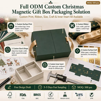 Boîte cadeau à double porte magnétique avec flocage pailleté, ruban satiné, OEM ODM, FSC BRC, emballage cadeau d'entreprise pour Noël et les fêtes, MOQ500