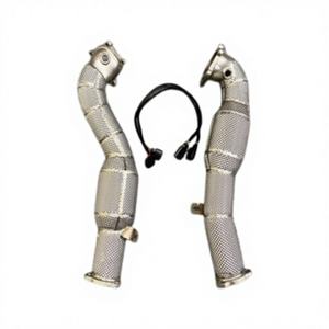 ท่อลงแคทสแตนเลสสตีล Vortex 304 แบบไหลสูง สำหรับ Audi S6 S7 S8 RS6 RS7 C7 4.0T V8 ปี 2012–2018 พร้อมแผ่นกันความร้อน ไม่มีไฟเตือน CEL - Product Image 1