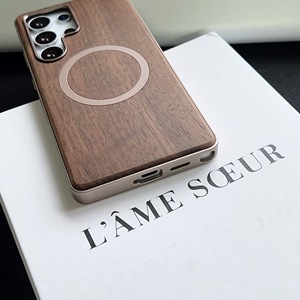 <span class=keywords><strong>Cadre</strong></span> de pare-chocs en métal magnétique à pression élastique + étui arrière de téléphone en <span class=keywords><strong>bois</strong></span> véritable pour <span class=keywords><strong>Samsung</strong></span> Galaxy S25 S24 S23 Ultra - Product Image 6