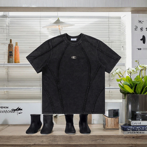 Camiseta Casual Oversize Vintage de Verano 2025 para Hombre, Marca Americana de Moda Urbana, Algodón Pesado de Alta Calidad, Sólida y Holgada - Product Image 3