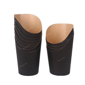 Wholesale 8OZ/12OZ/16OZ Custom Printing Single Wall Black <strong>Paper</strong> Waffle <strong>Cup</strong>, French Fries Waffle Packaging Box - Product Image 1