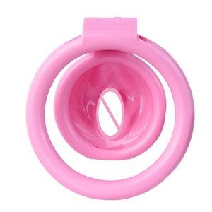 FRRK Pink Hard Plastic Chastity Cage Small Cock Device Pussy Shape Design Male Penis Lock Cock Rings Sex <b>Toys</b> <b>for</b> <b>Man</b> - Product Image 3