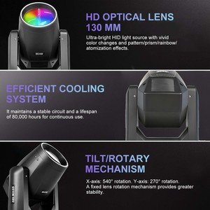 Equipo de Iluminación con Cabeza Móvil de 295w, Prismas Dobles, Efecto Arcoíris, Cabeza Móvil para DJ, Fiestas, Espectáculos, Bodas, Conciertos, Clubes - Product Image 6