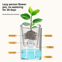 Pot Bunga Tanaman Sukulen Minimalis Nordik Warna-warni, Penyiraman Otomatis, Bahan PP Imitasi Kaca, Tahan Lama