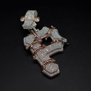 Men Charms 925 <strong>Silver</strong> Iced Out Hiphop Letter <strong>Pendant</strong> Fit Cuban Link Chain Moissanite Diamond <strong>Initial</strong> Letter <strong>Pendant</strong> - Product Image 1