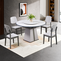 Structure de table à manger minimaliste moderne extensible en rond, avec chaises en bois brut ou rembourrées en option