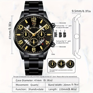 Set di 2 Orologi di Lusso da Uomo, Moda Business, in Acciaio Inossidabile con Data, Analogici al Quarzo, Idea Regalo - Product Image 2
