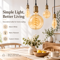 Ampoule LED à filament dimmable personnalisable et durable, style Edison, lampe rétro, verre ambré, ampoule vintage pour café industriel, bar