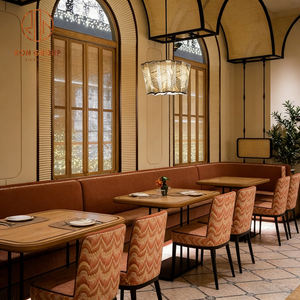 Meubles de restaurant en bois et velours pour fast-food et pizzeria, <span class=keywords><strong>table</strong></span> et banquette, sièges de banquette pour café - Vente chaude - Product Image 4