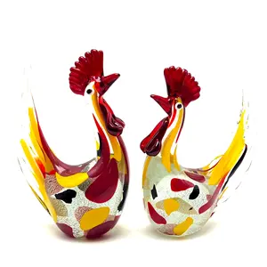 创意现代玻璃工艺品雕塑家居装饰手工吹制穆拉诺玻璃公鸡