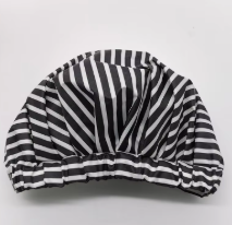 <span class=keywords><strong>Bonnet</strong></span> <span class=keywords><strong>de</strong></span> <span class=keywords><strong>bain</strong></span> rayé imperméable - Chapeau <span class=keywords><strong>de</strong></span> douche réutilisable pour la protection des cheveux avec nœud décoratif pour adultes - Product Image 4