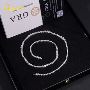 Kalung Choker desain mewah baru Bezel Moissanite 925 perak <span class=keywords><strong>Sterling</strong></span> 2MM rantai tenis Moissanite Hip Hop untuk pria wanita - Product Image 5